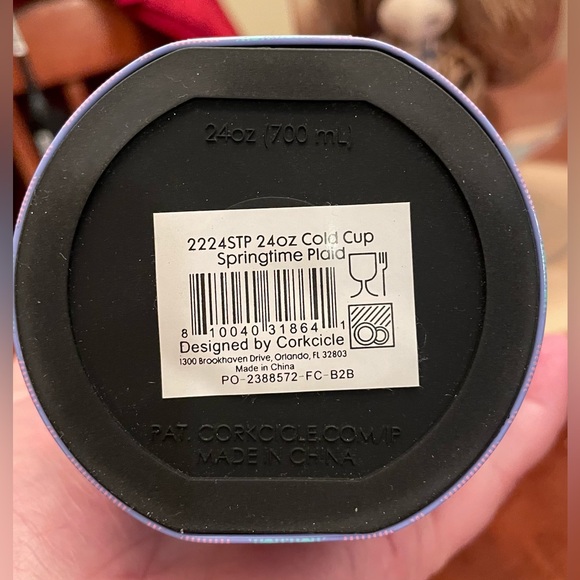 Corkcicle 24oz Cold Cup Insulated Tumbler Springtime Plaid Purple Pink Teal New - Picture 4 of 11